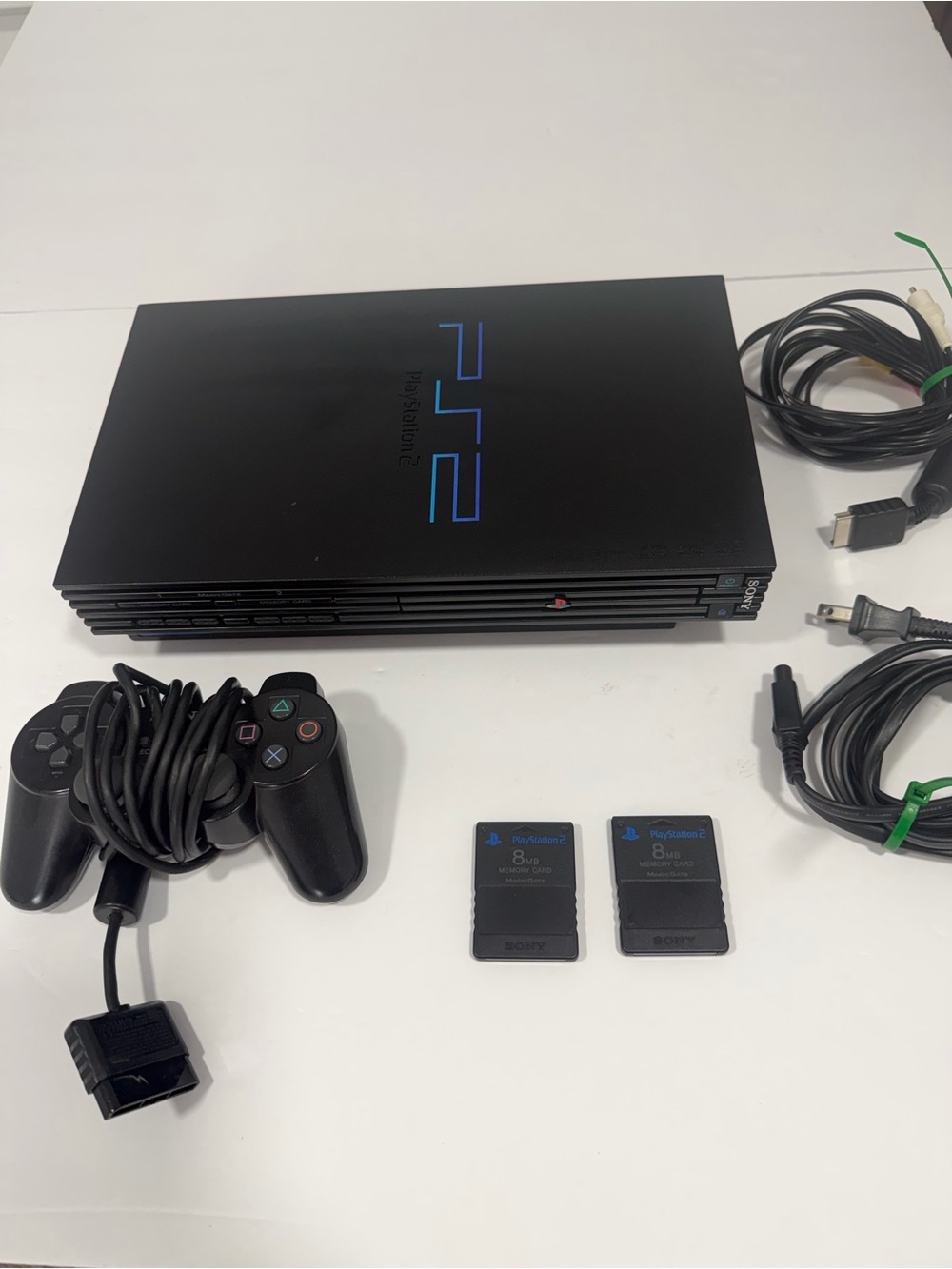Sony PlayStation 2 Slim Black Console with Controller & Memory Cards Tested